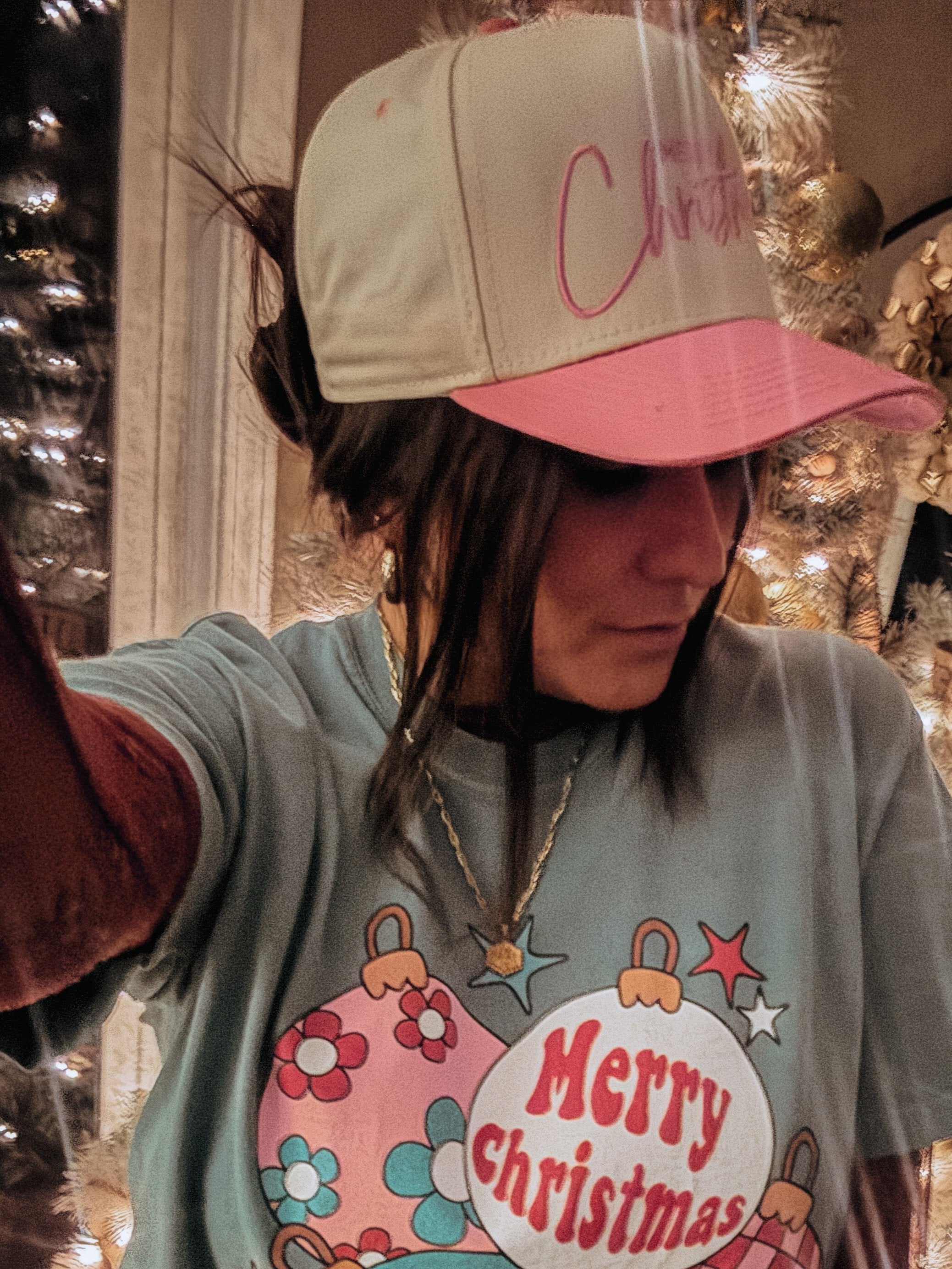 PINK Merry Christmas Trucker Hat