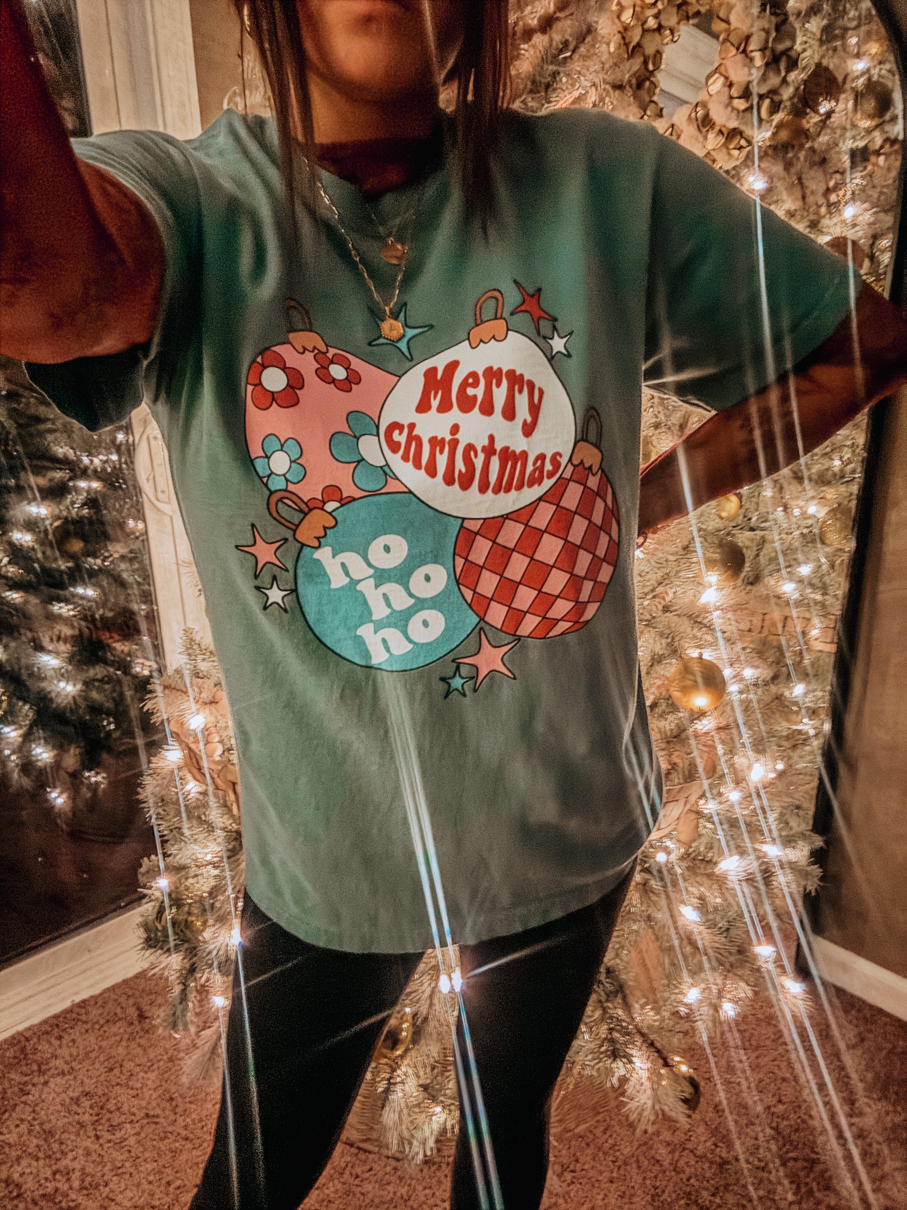 Retro Ornament Checkered Christmas Tee