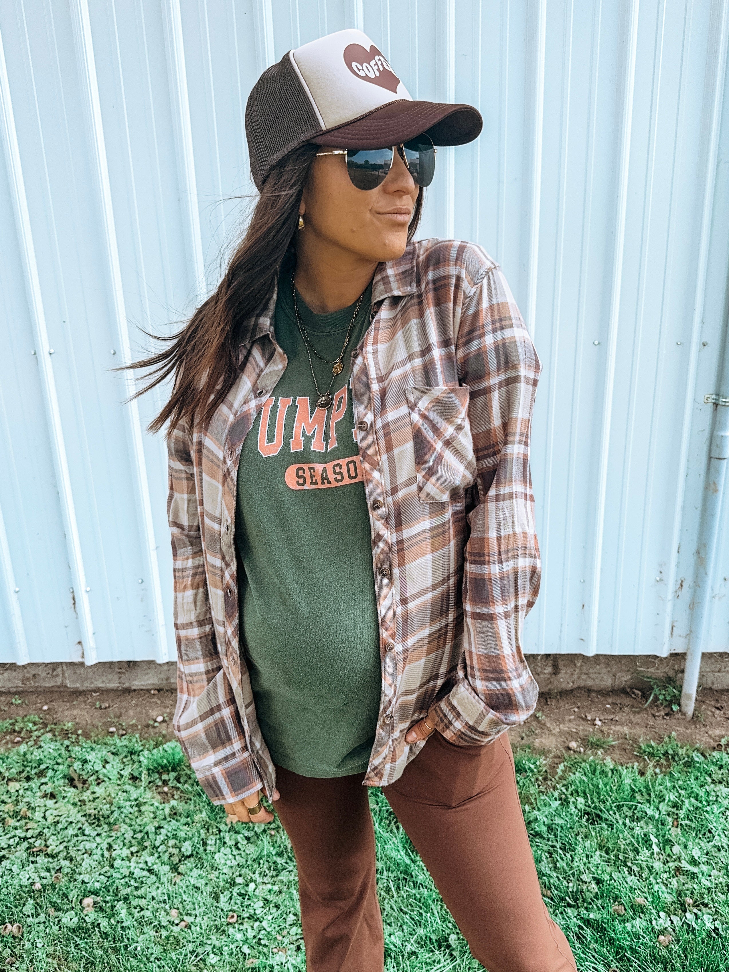 Pumpkin Season Graphic Tee in Olive