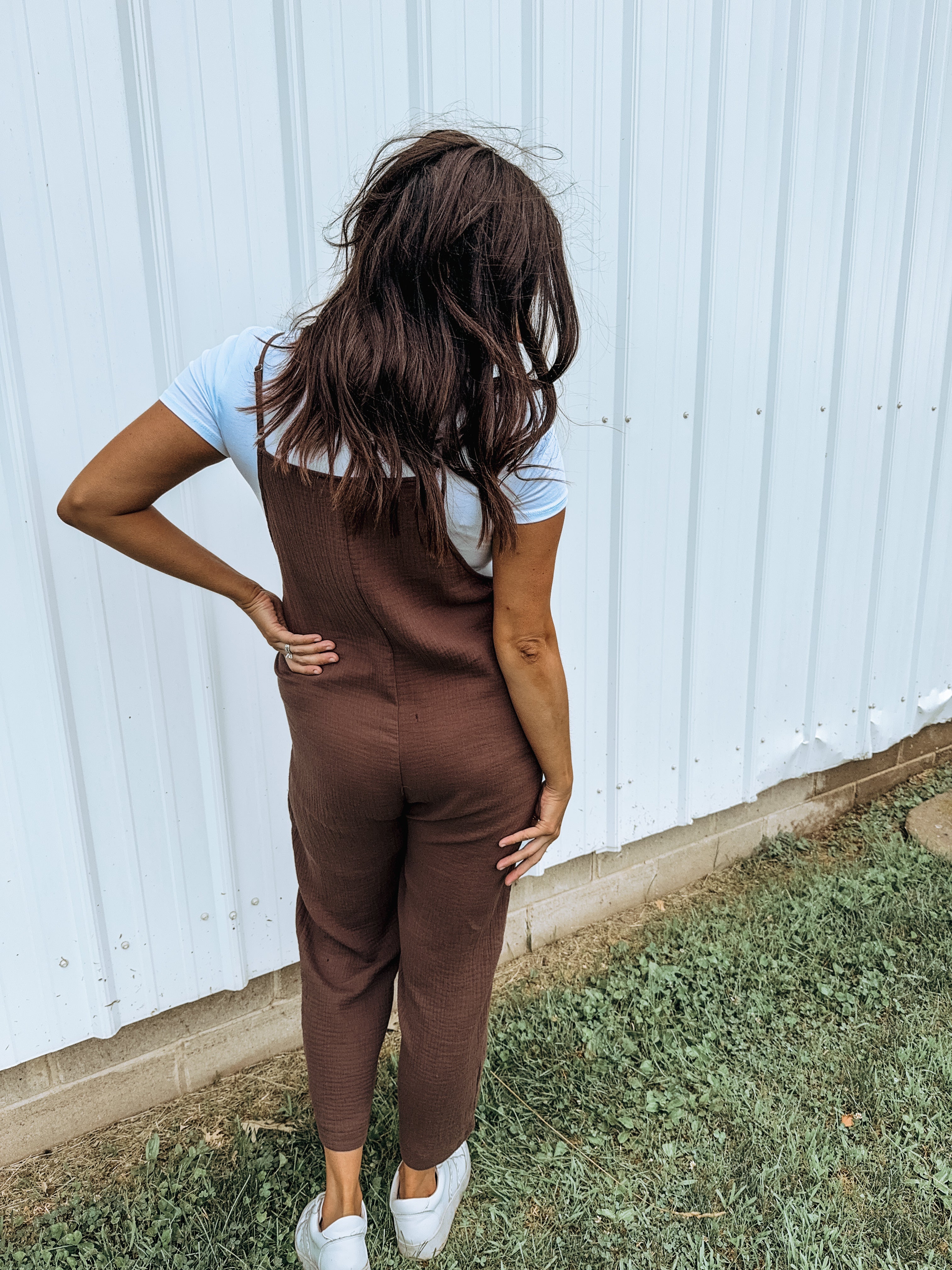 That's Why We Fight Brown Button Jumpsuit