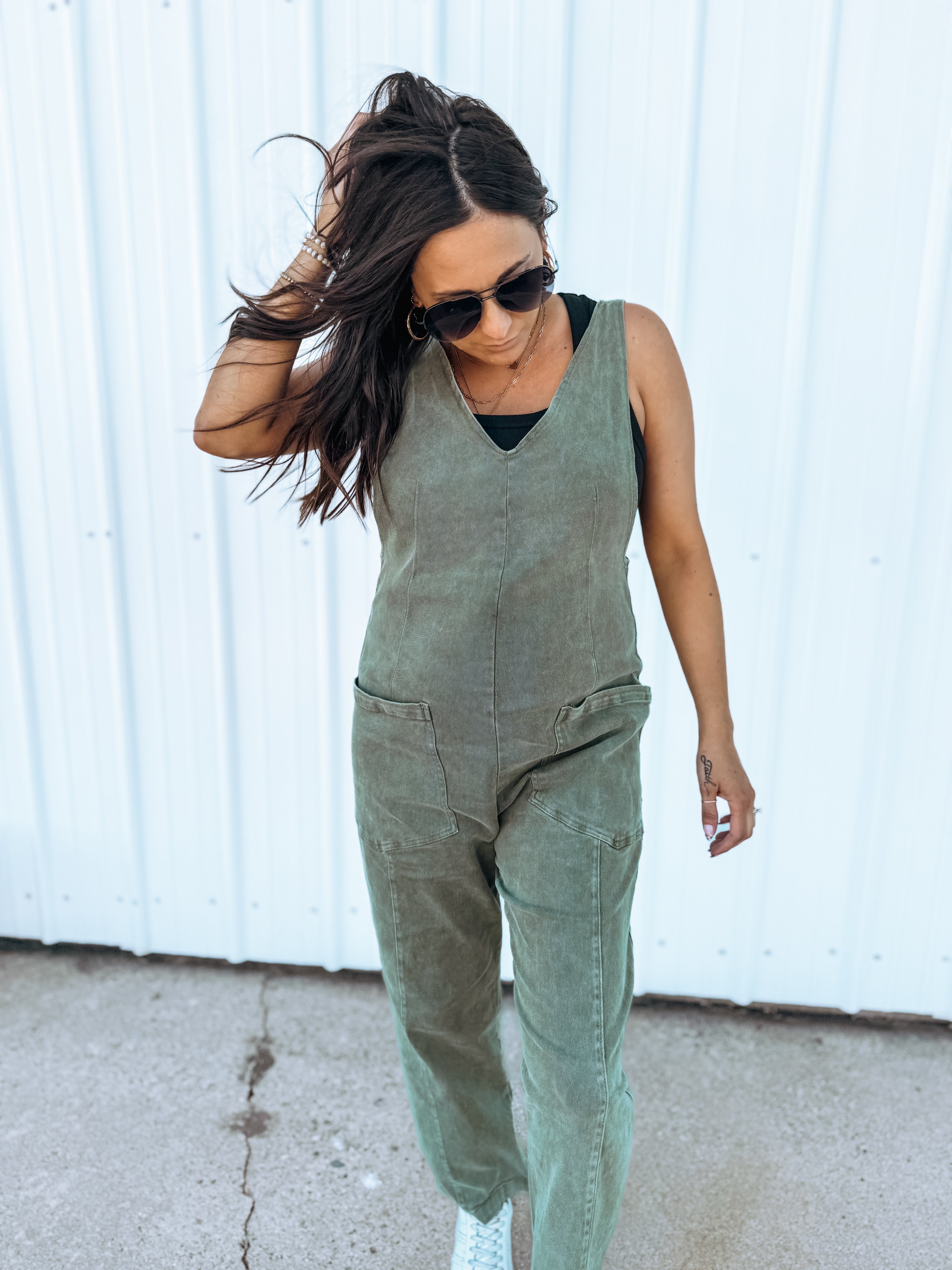 Nothing Left At All Buckle Denim Jumpsuit