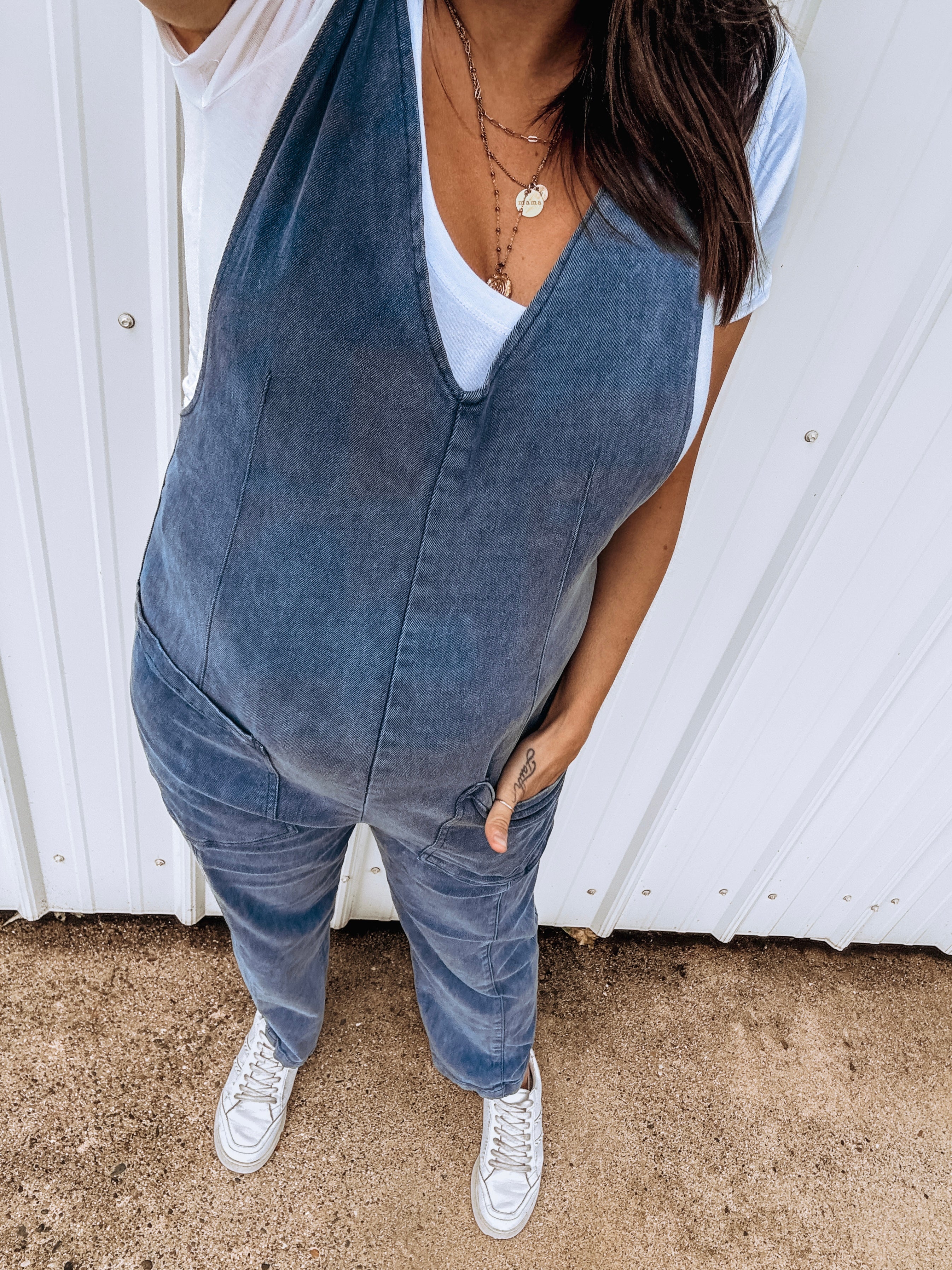 Nothing Left At All Buckle Denim Jumpsuit