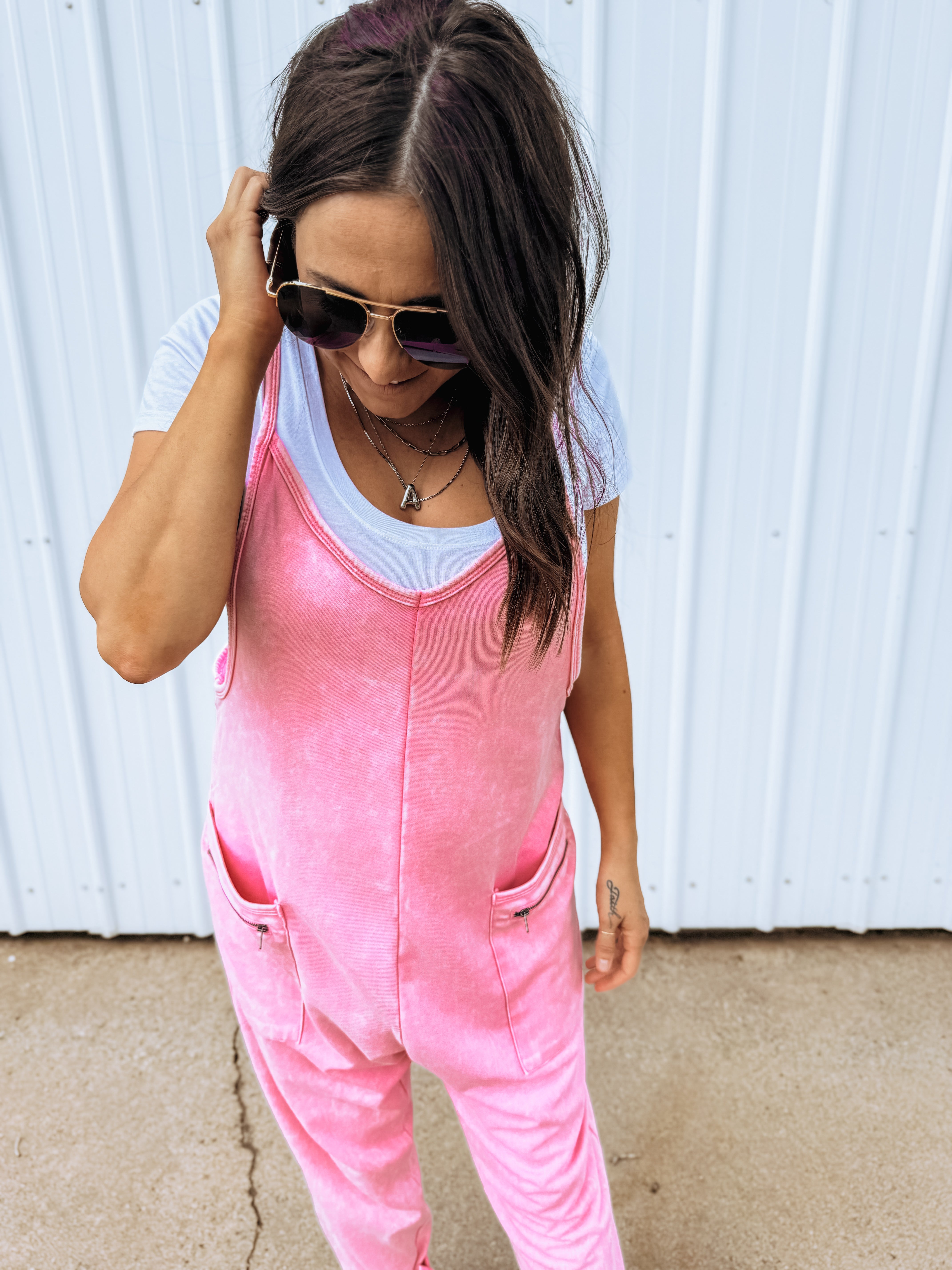 Hang Tight Honey Washed Pink French Terry Jumpsuit